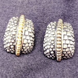 Dian Malouf Silver and Gold Earrings